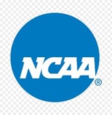 NCAA logo with white text on a blue circular background