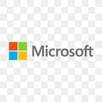 Microsoft logo with four colored squares and company name in gray text