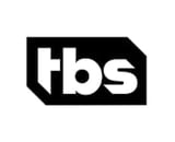 TBS logo - white letters on black background in rectangular shape